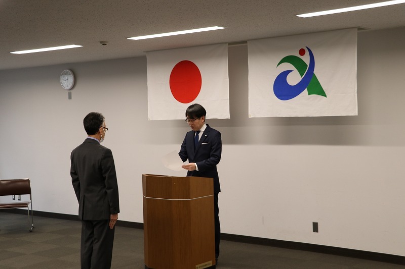 辞令交付式での市長挨拶