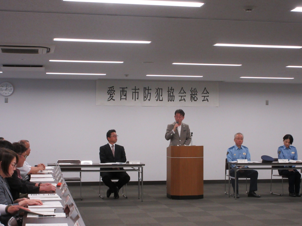 防犯協会総会での市長挨拶の様子